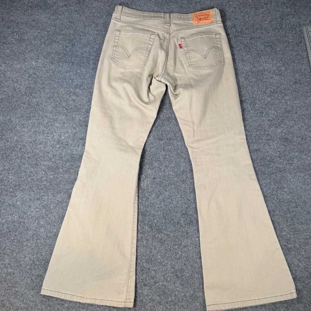 Levis 519 Low Flare Jeans Tan Khaki Stretch Denim Pants Size 7JR S Womens Y2K